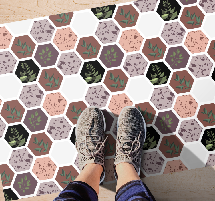 Hexagonal Leaf Pattern nature rug - TenStickers