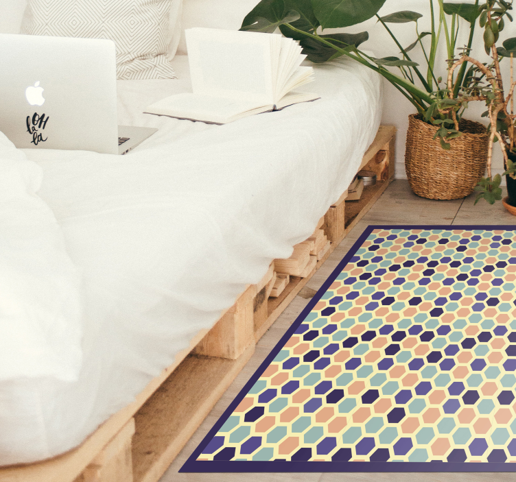 Hexagonal Mosaic geometric rug - TenStickers