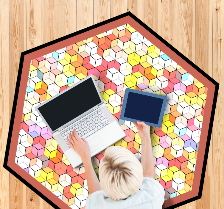 Hexagonal Spectrum geometric rug - TenStickers