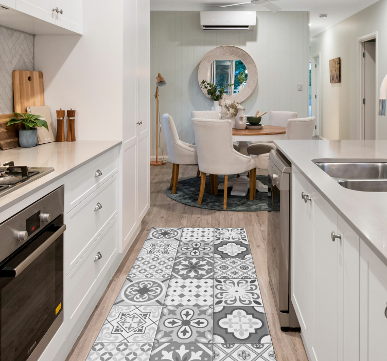 Hidraulic tile effect gray colors vinyl rug - TenStickers