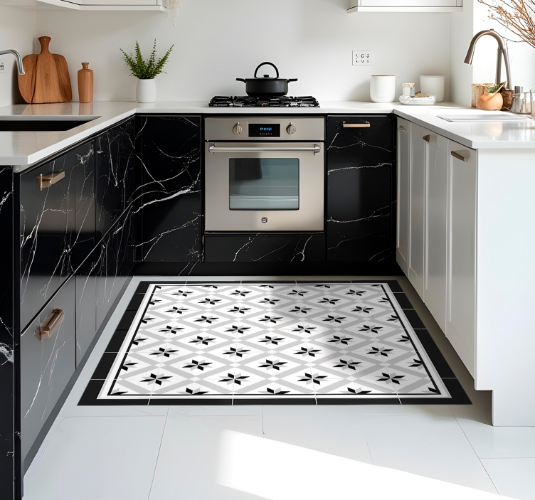 Hydraulic Black kitchen mat - TenStickers