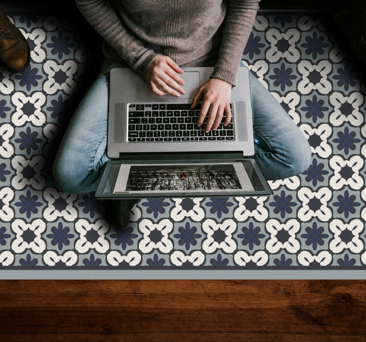 Hydraulic blue Gracia style tile carpet - TenStickers