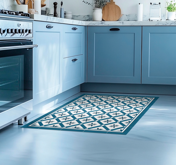 Hydraulic Blue kitchen mat - TenStickers