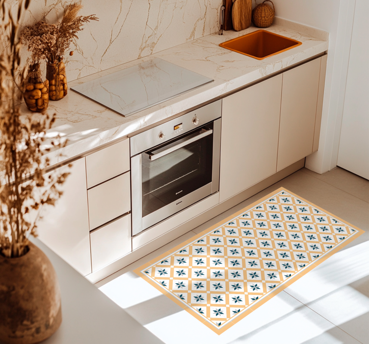 Hydraulic Yellow kitchen mat - TenStickers