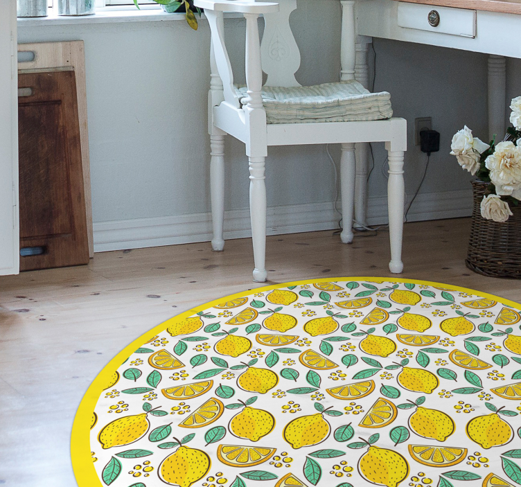 Illustrative lemon pattern kitchen floor tiles - TenStickers