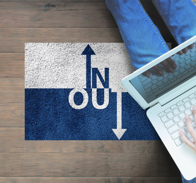 In Out Directional quote rug - TenStickers