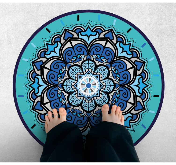Intricate Blue Mandala circular rug - TenStickers