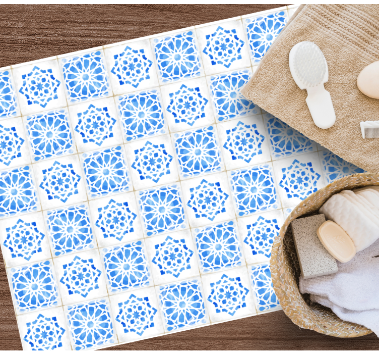Intricate Blue Patterns tile carpet - TenStickers