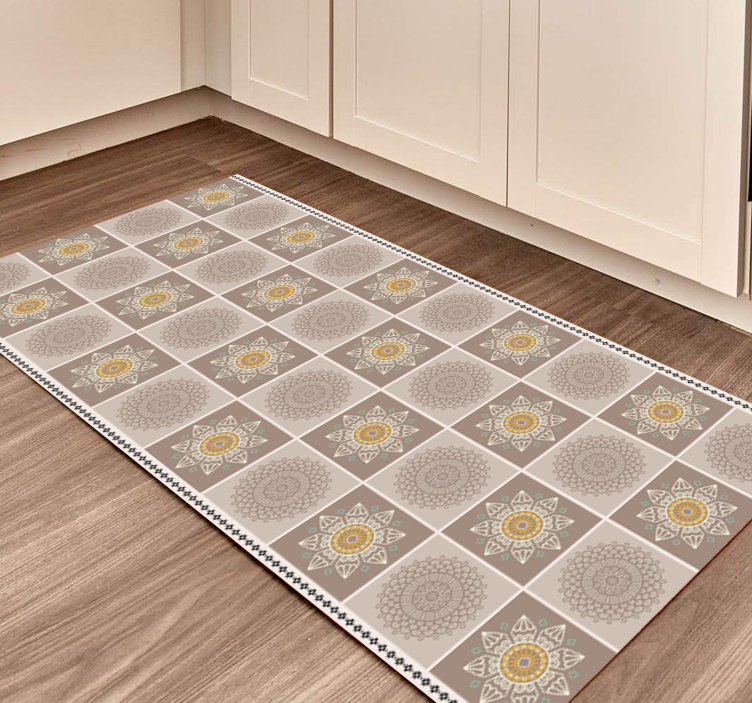 Intricate floral tiles mandala rug - TenStickers