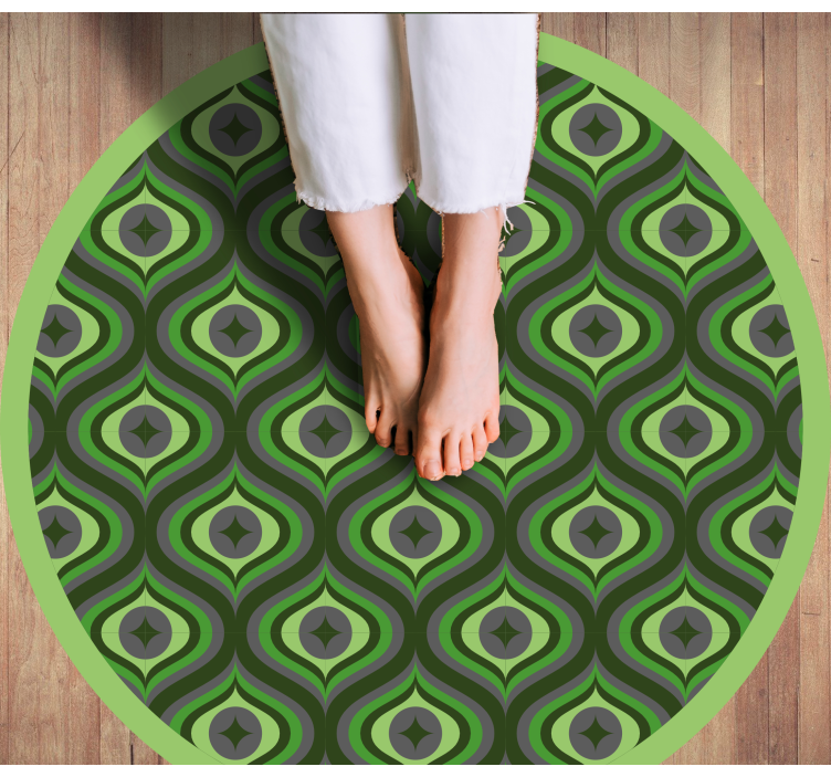 Intricate Green Waves circular rug - TenStickers