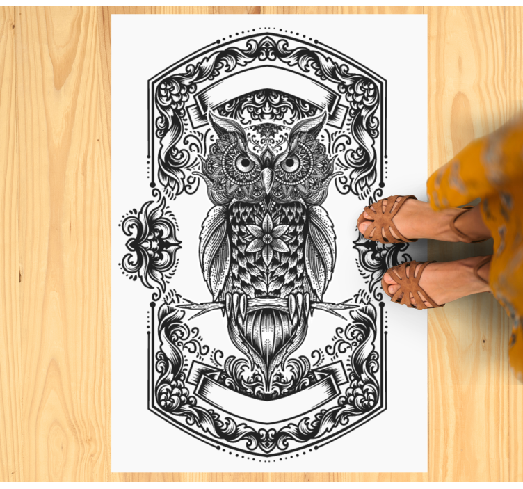 Intricate Owl Motif mandala rug - TenStickers