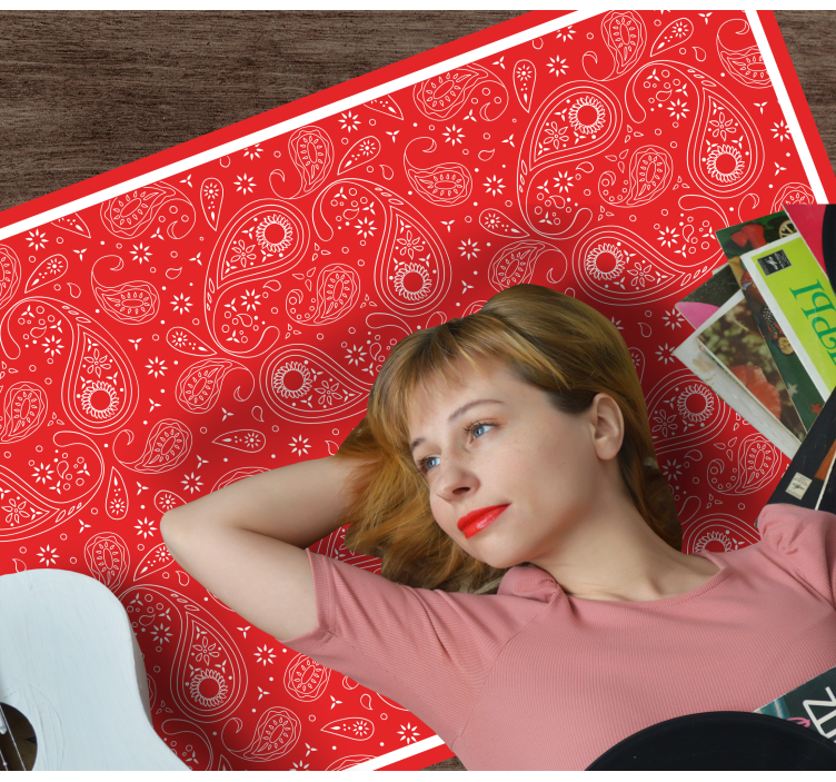 Red paisley pattern map rug - TenStickers