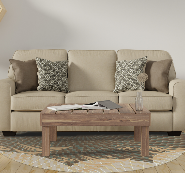 Japandi textured style living room rug - TenStickers