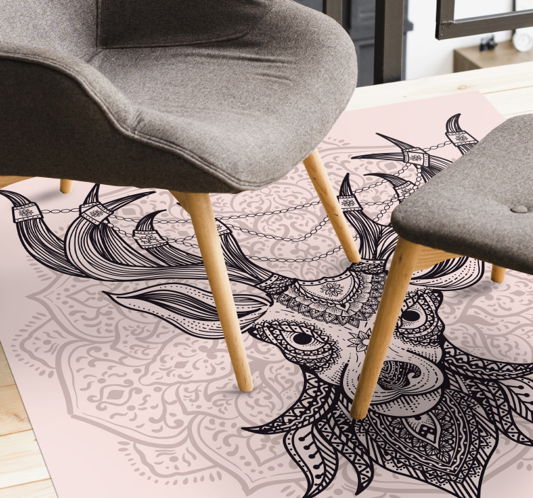 Grey stag motif animal mat - TenStickers