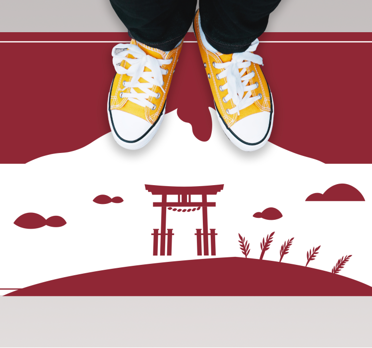 Japanese Landscape map rug - TenStickers