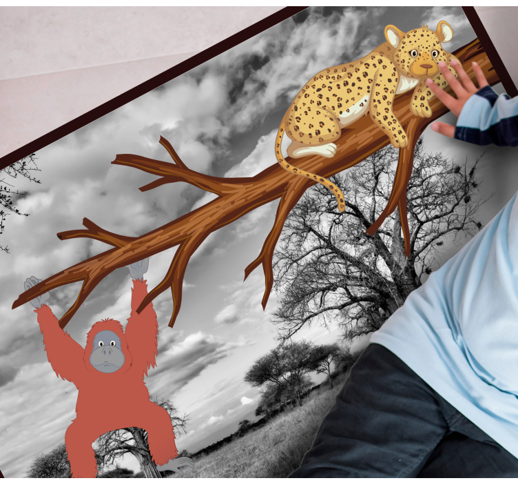 Jungle Creatures Playful animal mat - TenStickers