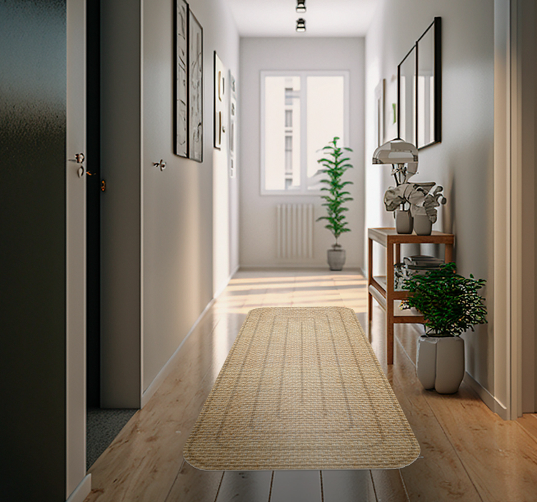 Jute texture rectangle hallway vinyl rug - TenStickers