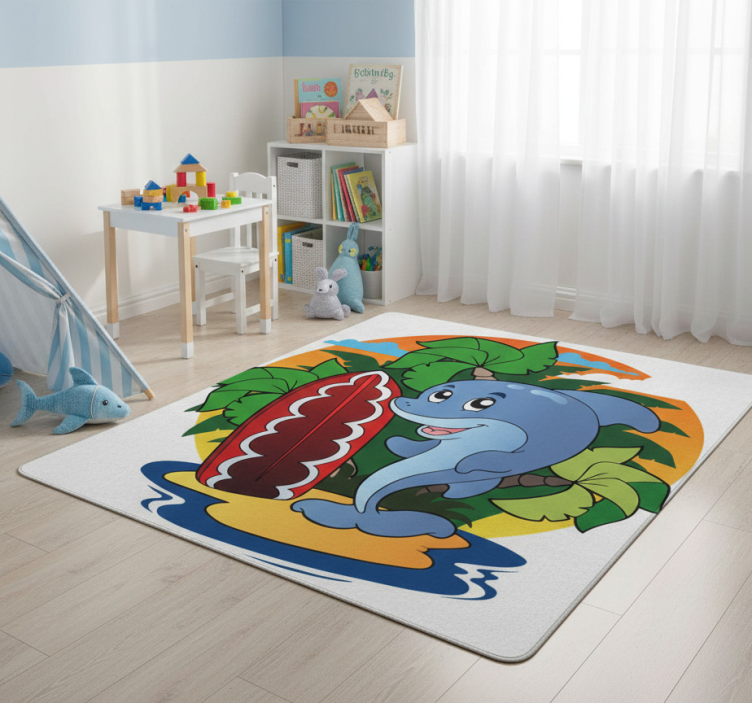 Kids carpet dolphin with windsurf design - TenStickers
