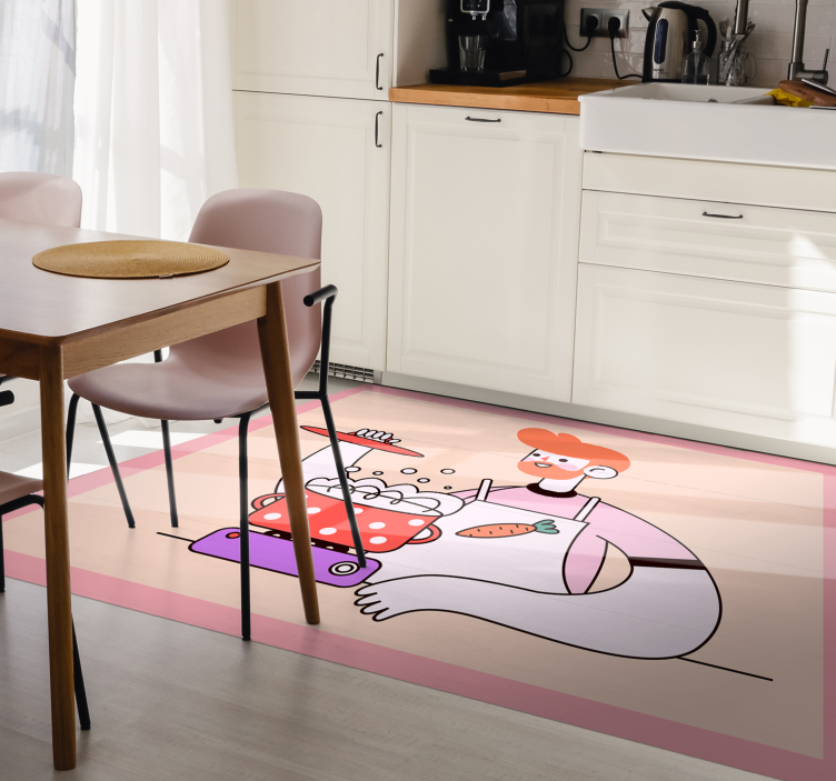 Kitchen man cooking kitchen floor tiles - TenStickers