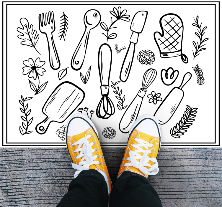 Kitchen vinyl mat kitchen utensils design - TenStickers