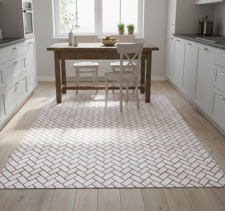 Kitchen vinyl mat in herringbone marble design - TenStickers