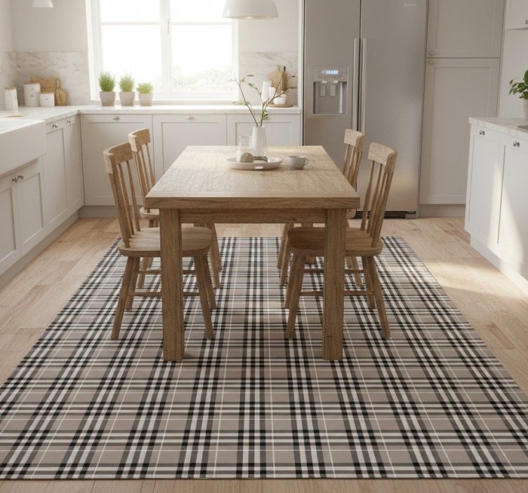 Kitchen vinyl mat traditional scottish grey tartan - TenStickers