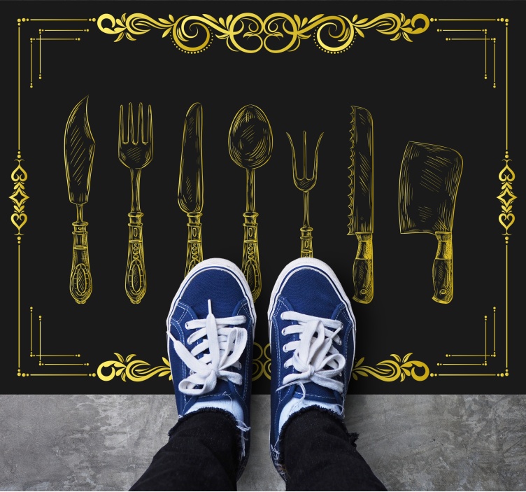 Kitchen vinyl mat with kitchen utensils design - TenStickers