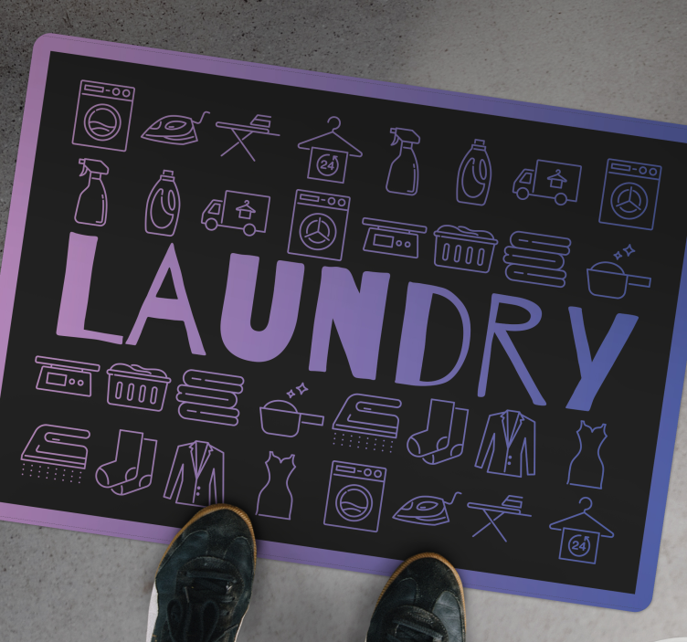 Laundry clean symbols custom rug - TenStickers