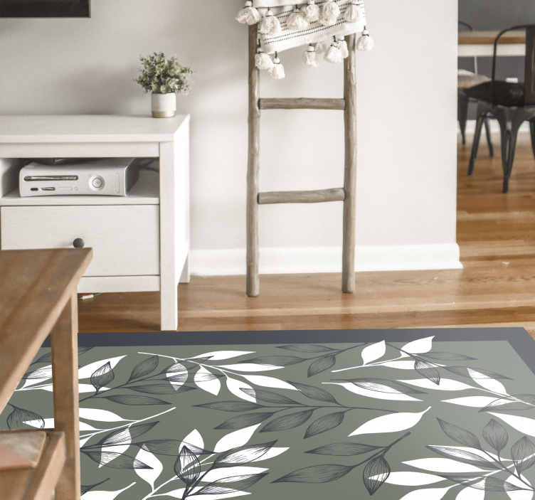 Leafy Botanical Pattern floral rug - TenStickers