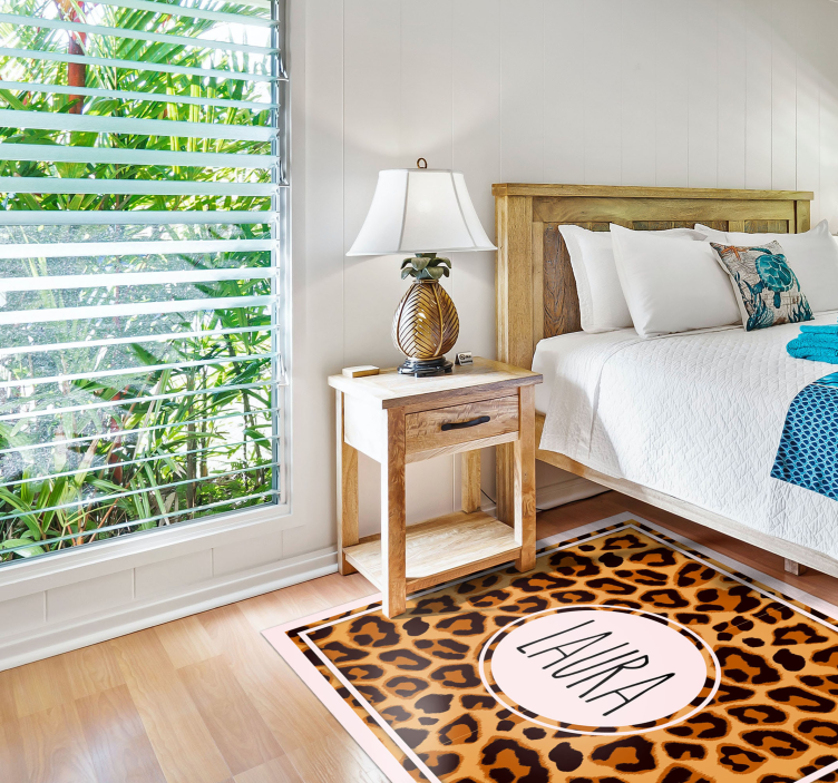 Leopard pattern with name teenage bedroom rug - TenStickers