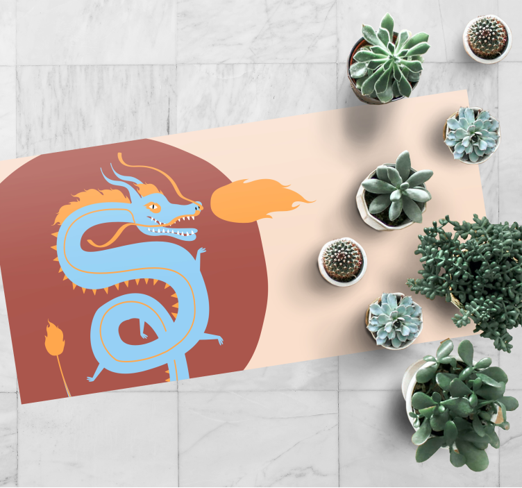 Light blue dragon animal rug - TenStickers