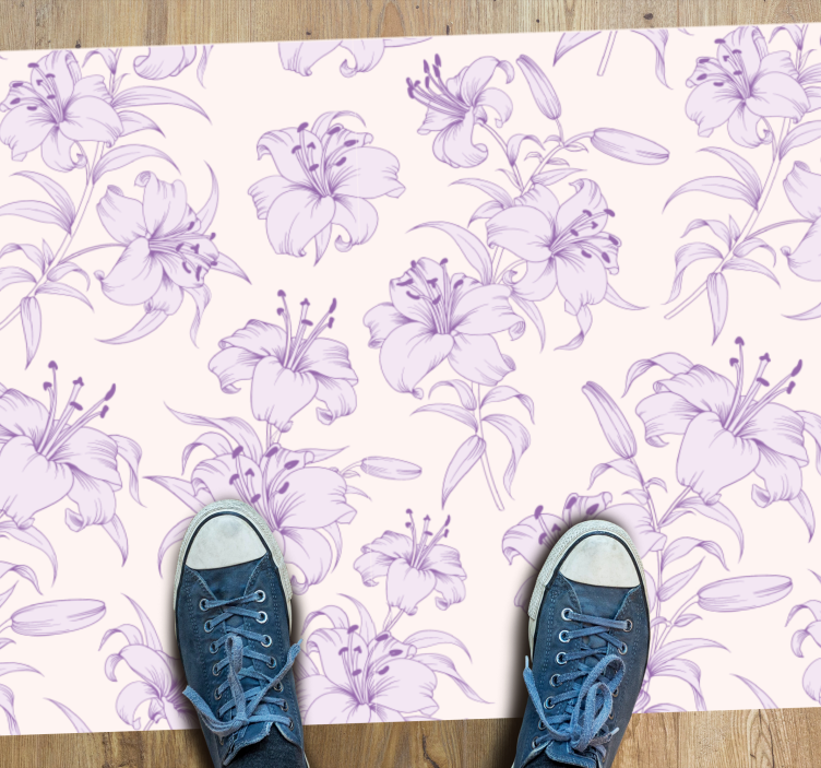 Lilac Floral Pattern flower rug - TenStickers