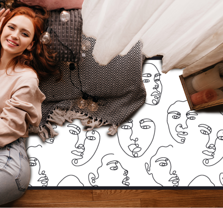 LINE ART FACES mosaic rug - TenStickers