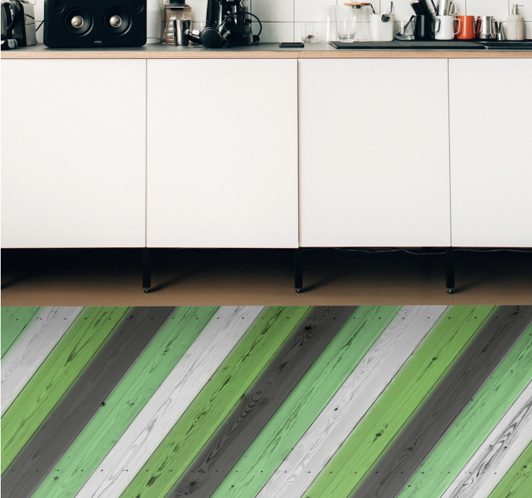 Green striped Panels wood effect rug - TenStickers