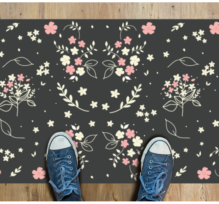 Little pink white flowers on dark floral rug - TenStickers