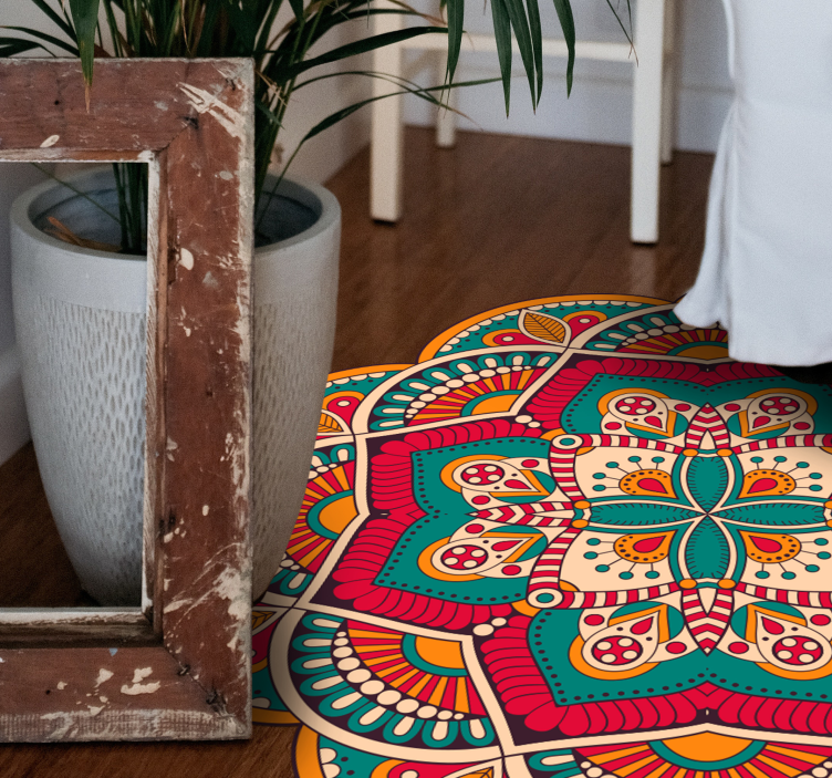Lively colorful design mandala rug - TenStickers