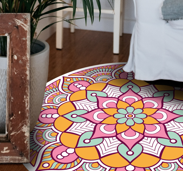 Lively Floral Concept mandala rug - TenStickers