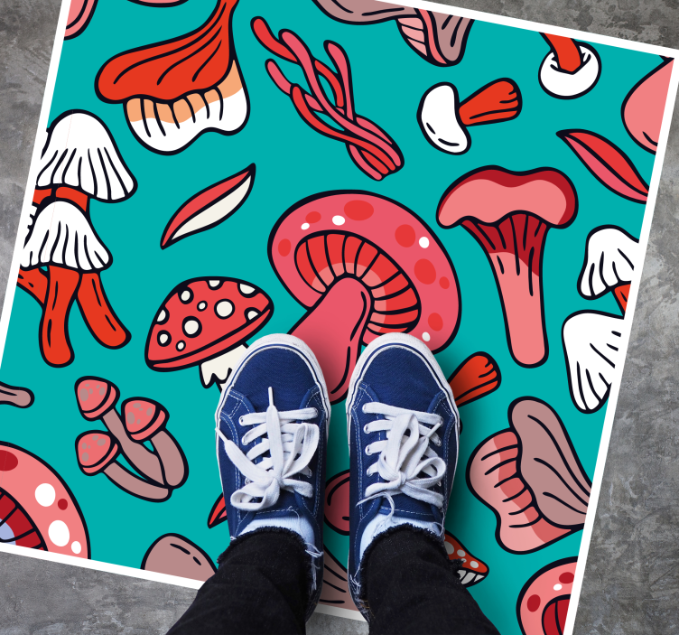 Lively Mushroom Print nature rug - TenStickers