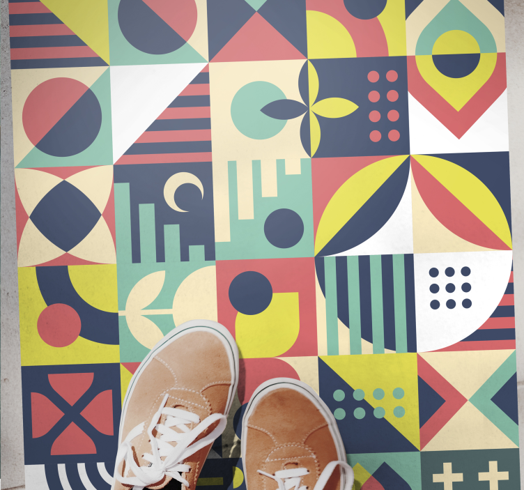 Lively shapes geometric rug - TenStickers