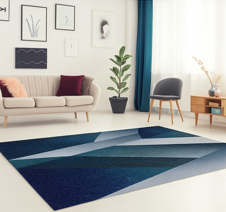 Living room rug blue shards pattern mat - TenStickers