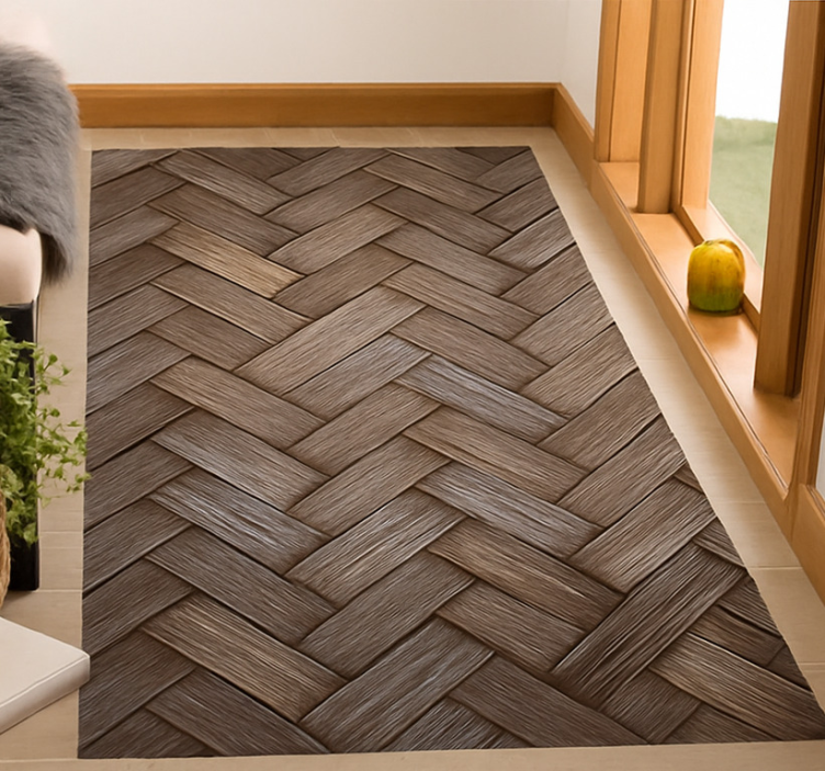 Living room rug braided wood style - TenStickers