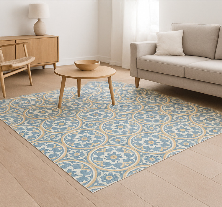 Living room rug in azulejo style design - TenStickers