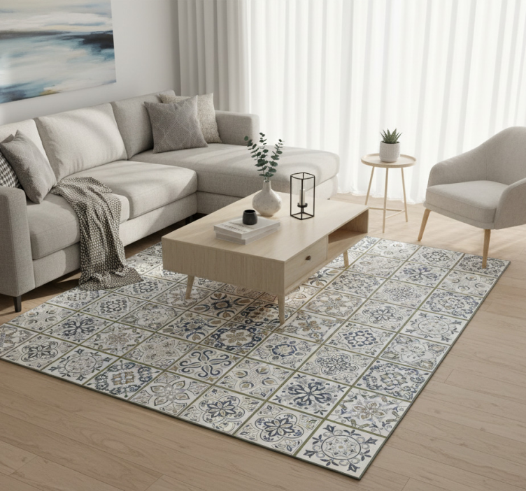 Living room rug moroccan tile runner - TenStickers