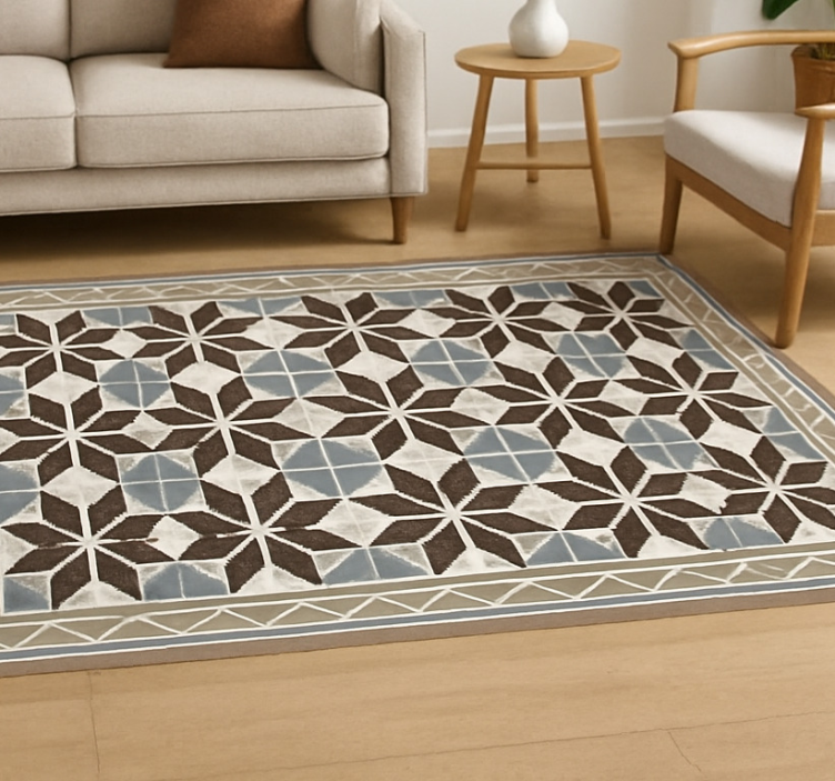 Living room rug with rustic starburst design - TenStickers