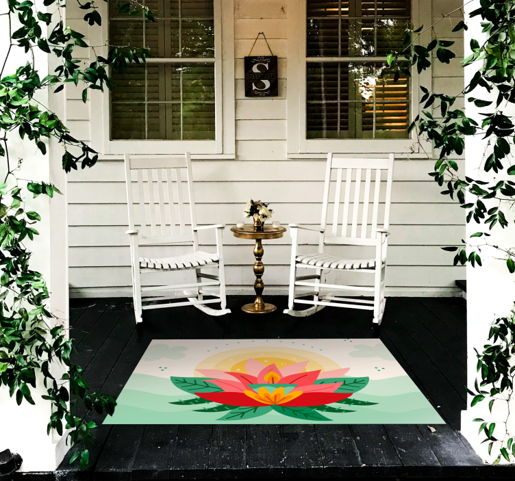 Lotus Blossom Illustration floral rug - TenStickers
