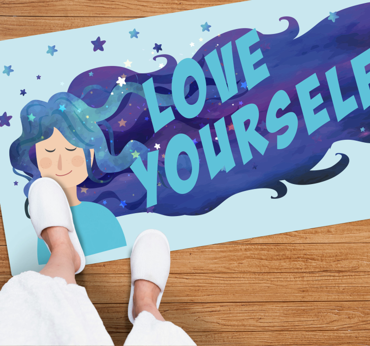 Love Yourself Illustration quote rug - TenStickers