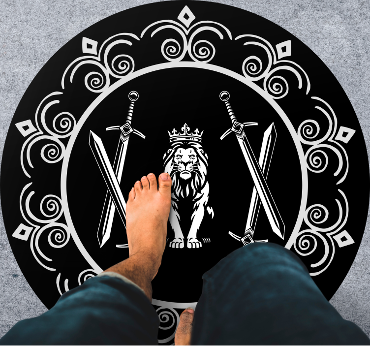 Majestic Lion Emblem circular rug - TenStickers