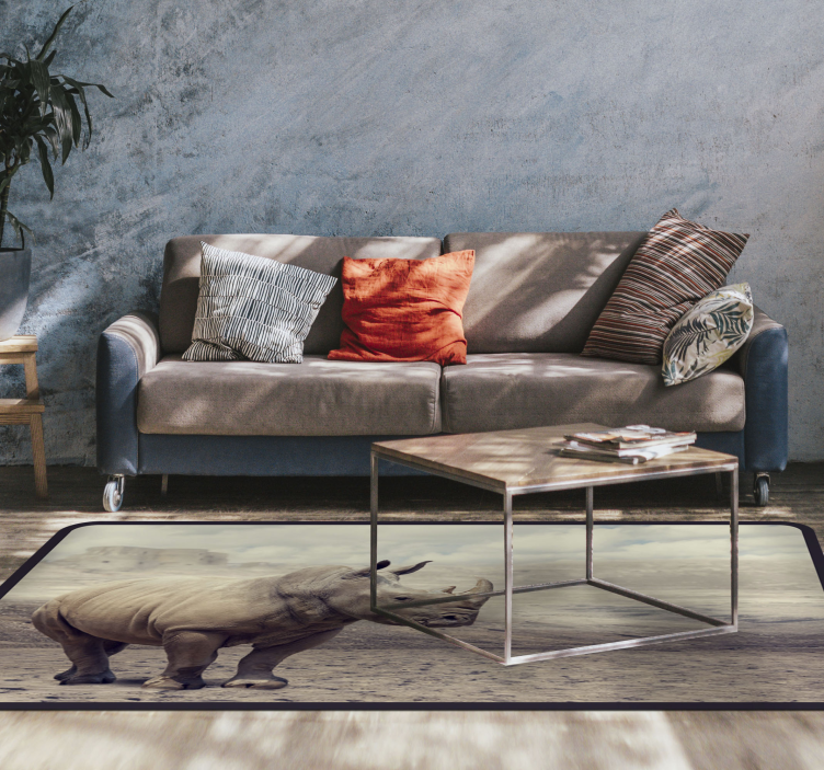 Majestic rhinoceros scene animal mat - TenStickers