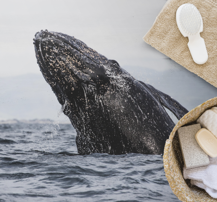 Majestic Whale Leap nature rug - TenStickers