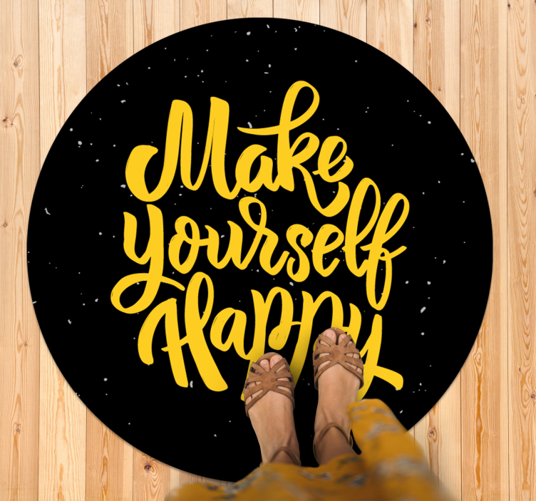 Make yourself happy quote rug - TenStickers